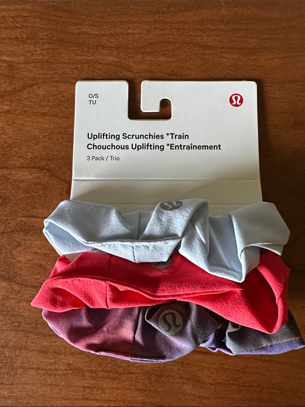 Lululemon Uplifting Scrunchies 3-Pack - Light Blue, Red, Purple NWT